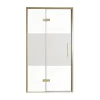 Balmani Senses Design porte pivotante à gauche 120 cm x 210 cm verre transparent avec bande matte, Profil Brushed Champagne Gold, coating inclus