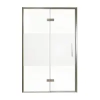 Balmani Senses Design porte pivotante à gauche 140 cm x 210 cm verre transparent avec bande matte, Profil Brushed GunMetal