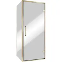 Balmani Senses Design douche en coin avec porte pivotante à droite et paroi latérale fixe, 90 x 100 cm, Miroir Reflex, Profil Brushed Champagne Gold,
