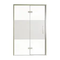 Balmani Senses Design porte pivotante à gauche 140 cm x 210 cm verre transparent avec bande matte, Profil Brushed CoolMetal, coating inclus