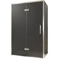 Balmani Senses Design douche en coin avec porte pivotante à gauche et paroi latérale fixe, 120 x 80 cm, Verre fumé, Profil Brushed CoolMetal