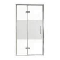 Balmani Senses Design porte pivotante à gauche 120 cm x 210 cm verre transparent avec bande matte, Profil chrome, coating inclus