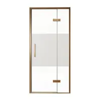 Balmani Senses Design porte pivotante à droite 100 cm x 210 cm verre transparent avec bande matte, Profil Brushed Rosegold, coating inclus