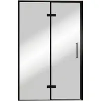 Balmani Senses Design porte pivotante à gauche 140 cm x 210 cm verre Miroir Reflex, Profil noir, coating inclus