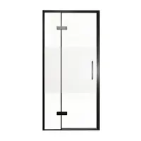 Balmani Senses Design porte pivotante à gauche 100 cm x 210 cm verre transparent avec bande matte, Profil noir, coating inclus