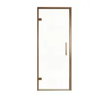 Balmani Senses Design porte pivotante à gauche 90 cm x 210 cm verre transparent, Profil Brushed Rosegold, coating inclus