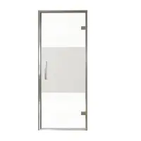 Balmani Senses Design porte pivotante à droite 90 cm x 210 cm verre transparent avec bande matte, Profil chrome, coating inclus