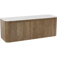 Storke Soft meuble salle de bains suspendu 140 x 46 cm chêne brut avec Tavola Soft tablette simple ou double vasque en Solid Surface blanc mat,