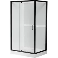 Luca Varess Talan cabine de douche avec portes pivotantes 90 x 120 cm verre transparent profil noir mat