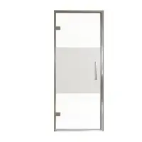 Balmani Senses Design porte pivotante à gauche 90 cm x 210 cm verre transparent avec bande matte, Profil chrome, coating inclus