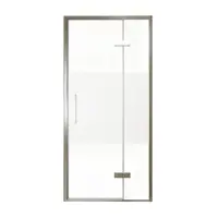 Balmani Senses Design porte pivotante à droite 100 cm x 210 cm verre transparent avec bande matte, Profil Brushed GunMetal, coating inclus