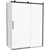 Luca Varess Boltano paroi de douche avec porte coulissante et paroi latérale fixe, 150 x 80 cm, verre transparent, profil noir