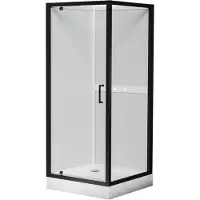 Luca Varess Talan cabine de douche avec portes pivotantes 90 x 90 cm verre transparent profil noir mat