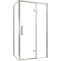 Balmani Senses Design douche en coin avec porte pivotante à droite et paroi latérale fixe, 100 x 70 cm, Verre transparent, Profil Brushed CoolMetal
