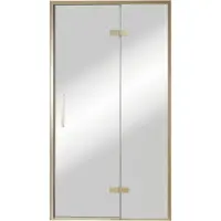 Balmani Senses Design porte pivotante à droite 120 cm x 210 cm verre Miroir Reflex, Profil Brushed Champagne Gold, coating inclus