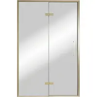 Balmani Senses Design porte pivotante à gauche 140 cm x 210 cm verre Miroir Reflex, Profil Brushed Champagne Gold, coating inclus