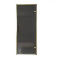 Balmani Senses Design porte pivotante à droite 90 cm x 210 cm verre fumé, Profil Brushed Champagne Gold, coating inclus