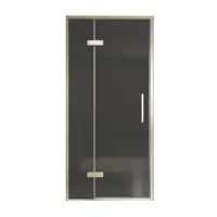 Balmani Senses Design porte pivotante à gauche 100 cm x 210 cm verre fumé, Profil Brushed CoolMetal, coating inclus