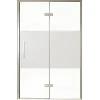 Balmani Senses Design porte pivotante à droite 140 cm x 210 cm verre transparent avec bande matte, Profil Brushed CoolMetal