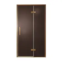 Balmani Senses Design porte pivotante à droite 120 cm x 210 cm verre Bronze, Profil Brushed Rosegold, coating inclus