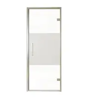 Balmani Senses Design porte pivotante à droite 90 cm x 210 cm verre transparent avec bande matte, Profil Brushed CoolMetal, coating inclus