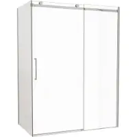 Luca Varess Boltano paroi de douche avec porte coulissante et paroi latérale fixe, 150 x 90 cm, verre transparent, profil chrome