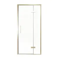 Balmani Senses Design porte pivotante à droite 100 cm x 210 cm verre transparent, Profil Brushed Champagne Gold, coating inclus