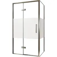 Balmani Senses Design douche en coin avec porte pivotante à gauche et paroi latérale fixe, 100 x 100 cm, Verre transparent avec bande matte, Profil