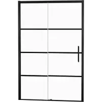 Balmani Senses Design porte coulissante à gauche 120 cm x 210 cm verre Lined, Profil noir