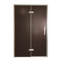 Balmani Senses Design porte pivotante à gauche 140 cm x 210 cm verre Bronze, Profil Brushed CoolMetal, coating inclus