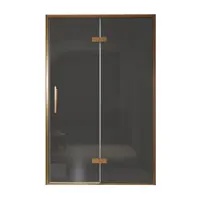 Balmani Senses Design porte pivotante à droite 140 cm x 210 cm verre fumé, Profil Brushed Rosegold, coating inclus