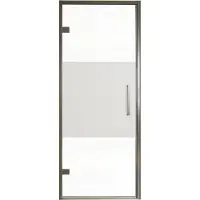 Balmani Senses Design porte pivotante à gauche 90 cm x 210 cm verre transparent avec bande matte, Profil Brushed GunMetal, coating inclus