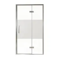 Balmani Senses Design porte pivotante à droite 120 cm x 210 cm verre transparent avec bande matte, Profil chrome