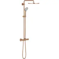 GROHE Euphoria XXL Colonne de douche avec robinet thermostatique et douche de tête Rainshower Cosmo 310 et douchette Warm sunset brossé (cuivre) 26075dl0