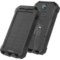 IMoshion Solar Powerbank 20 000 mAh - Banque d'énergie sans fil alimentée par l'énergie solaire - Charge rapide et livraison d'énergie - Noir