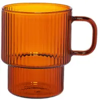Chiato Verre à latte rainuré avec anse , 260 ml – brun