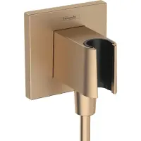 Hansgrohe FixFit Porter Square Support mural douchette avec coude de raccordement 1/2" Brushed Bronze