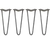 Monster 4 pieds de table en acier brut, de 35,5 cm de long, avec 2 traverses, diamètre 12 mm
