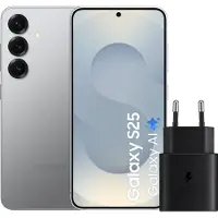 Samsung Galaxy S25 128 Go Argent 5G + Chargeur 25 Watts Noir