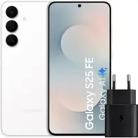 Samsung Galaxy S25 FE 128 Go Blanc 5G + Chargeur 25 Watts Noir
