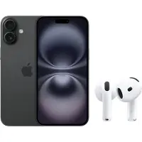 Apple iPhone 16 128 Go Noir + AirPods 4 Réduction de Bruit Active
