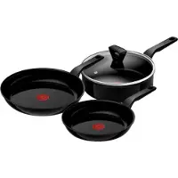 Tefal Renew Black Set de Poêles à Frire Céramique 24 + 28 cm + Poêle Paysanne 24 cm + Couvercle