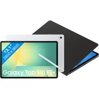 Samsung Galaxy Tab S10 FE Plus 13,1 Pouces 128 Go Wifi Argent + BlueBuilt Book Case Noir
