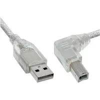 InLine 34520R Câble USB 2.0, A à B plié à droite, transparent, 2m