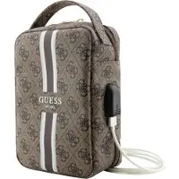 GUESS Sacoche de voyage avec port USB Modèle Stripe 4G Guess Marron