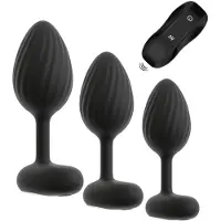 ANOS - plug anal vibrant - set de 3 - silicone noir