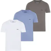BOSS pour homme. 50532468 Lot de 3 T-shirts Classic Underwear gris, bleu, blanc (L), Homewear, Coton, Manche courte