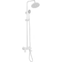 Beliani : Ensemble de douche avec robinet, douche de tête pluie, douche à main, design moderne, couleur blanche mate, pour salle de bain