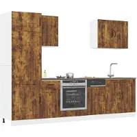 vidaXL Ensemble d'armoires de cuisine Lucca 7 pièces chêne fumé bois composite
