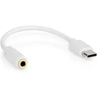 Nedis USB-C Adapter - USB 2.0 - USB-C mâle - 3.5 mm femelle - 0.10 m - rond - nickelé - PVC - blanc - boîte
